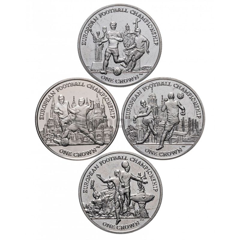 Набор монет 1 крона 2012 Остров Мэн Чемпионат Европы по футболу (4 штуки)