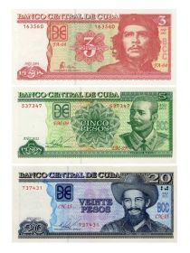 КУБА - набор банкнот 3,5,20 песо 2004-2014г. ПРЕСС UNC Oz