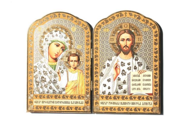 Икона-складень двойной (Образ БМ Казанской/образ Иисуса Христа)