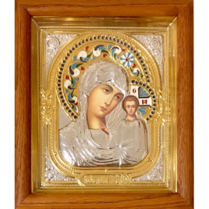 Венчальная пара иконы Спаситель и Божья матерь Казанская  в киоте