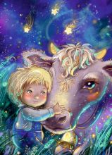 Почтовая открытка Малыш и корова