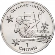 Остров Мэн 1 крона (crown) 2013 "XXII зимние Олимпийские Игры, Сочи 2014 - Горнолыжный спорт"