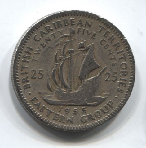 25 центов 1955 Восточно-Карибские государства