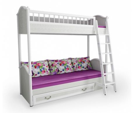 Двухъярусная кровать Классика с лестницей и выдвижным спальным местом.