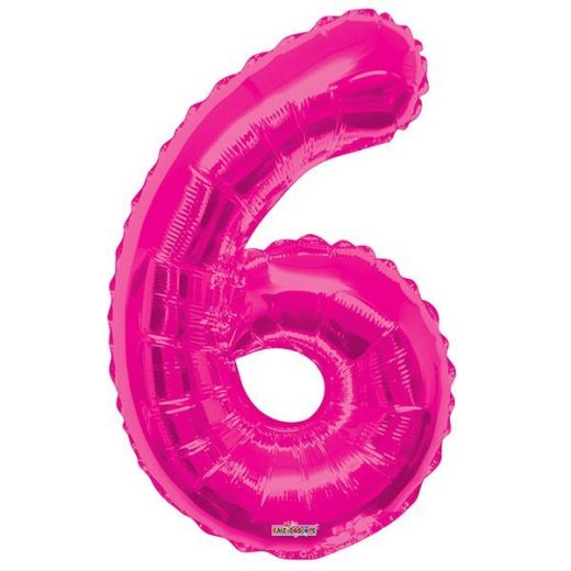 Фигурный шарик из фольги Цифра 6 розовая 86см
