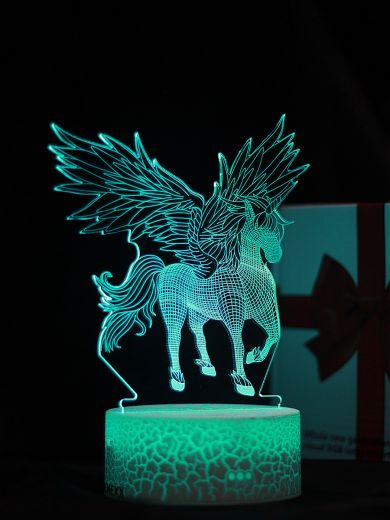 Светодиодный ночник PALMEXX 3D светильник LED RGB 7 цветов (крылатый конь)