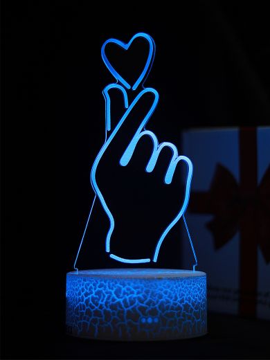 Светодиодный ночник PALMEXX 3D светильник LED RGB 7 цветов (рука с сердцем)