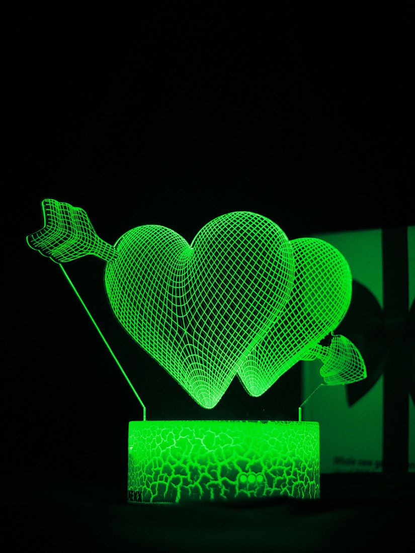 Светодиодный ночник PALMEXX 3D светильник LED RGB 7 цветов (сердца со стрелой)
