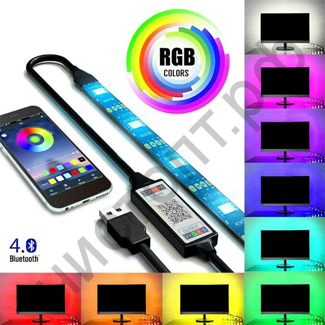 Светодиодная лента OG-LDL07 RGB SMD5050* 60шт Bluetooth 2м USB
