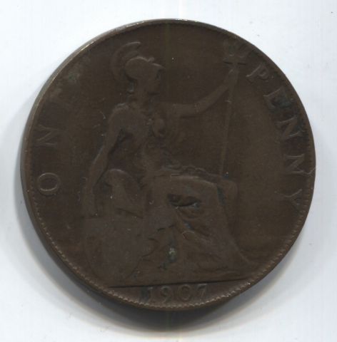 1 пенни 1907 Великобритания