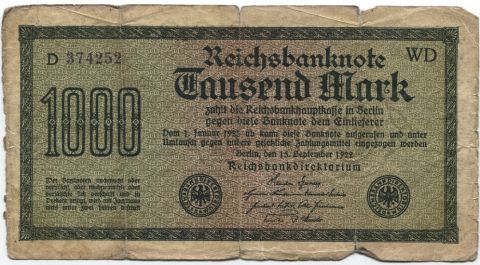 1000 марок 1922 Германия