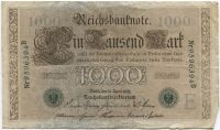 1000 марок 1910 Германия, красный серийный номер