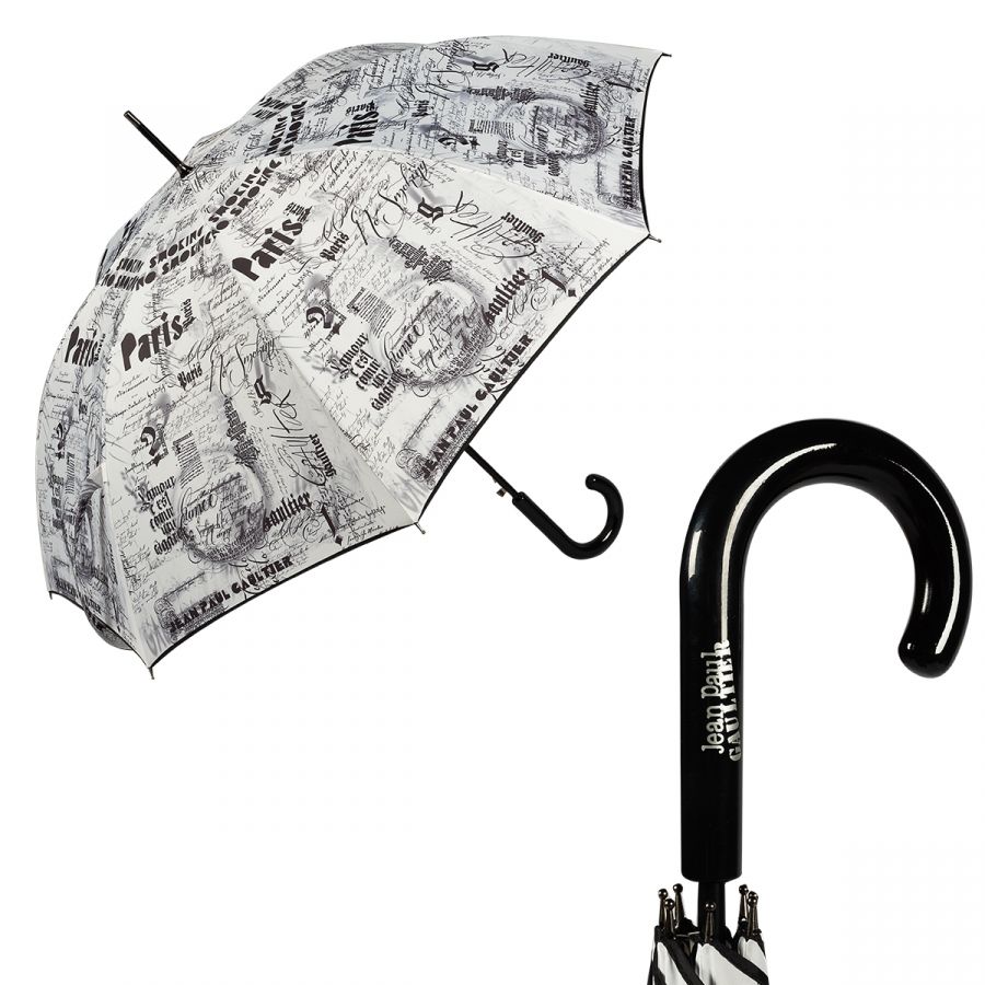 Зонт-трость Jean Paul Gaultier 1312-LA Ecritues Blanc