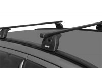 Багажник на крышу Mitsubishi ASX, Lux, стальные прямоугольные дуги на интегрированные рейлинги