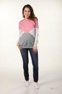 Джемпер для беременных и кормящих 2-НМ 43014 розовый/серый/оливковый