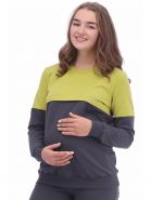 Джемпер для беременных и кормящих 2-НМ 50114 салатовый/антрацитовый