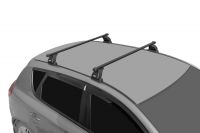 Багажник на крышу Mitsubishi ASX, без рейлингов, со штатными местами (резьбовое отверстие), Lux, прямоугольные стальные дуги