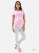 Блузка для беременных и кормящих 1-НМ 48602 розовый/серый
