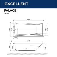 схема ванны Excellent Palace 180x80