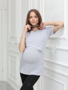 Блузка для беременных 1-НМ 55802 серый меланж