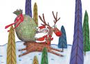 Открытка «Дед Мороз на олене»