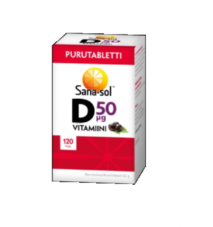 Sana-Sol D vitamini 50 mg 120 tabl вкус черной смородины