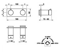 Термостатический смеситель на 2 позиции Gessi Anello 63334 для ванны и душа схема 1