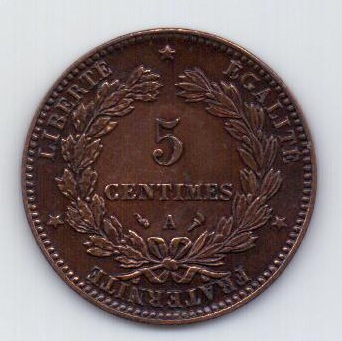 5 сантимов 1897 Франция UNC
