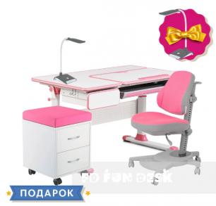 Парта-трансформер Toru Pink Cubby+ Ортопедическое кресло Agosto Pink FUNDESK+ Тумбочка FunDesk SS15W Pink
