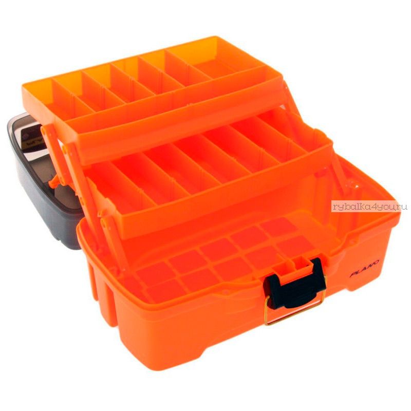 Ящик Plano 6221 с 2х ур. системой хранения приманок и 2-мя боковыми отсеками на крышке ярко-оранж