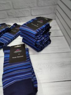 Мужские цветные носки  с418 синяя полоска