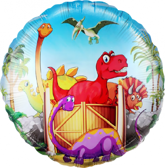 Динозавры малыши круглый шар фольгированный с гелием