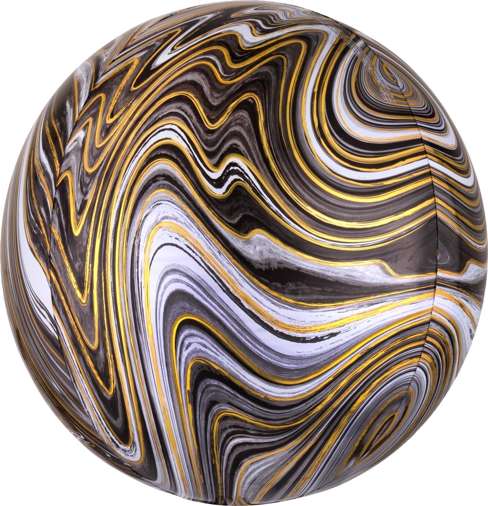 Сфера 3d чёрная Золотая нить шар фольгированный с гелием