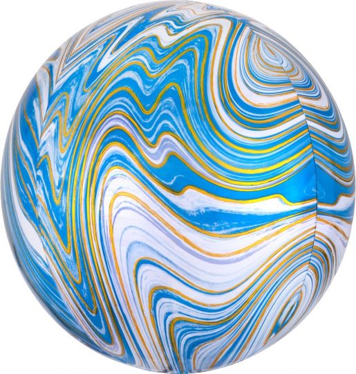 Сфера 3d голубая Золотая Нить шар фольгированный с гелием