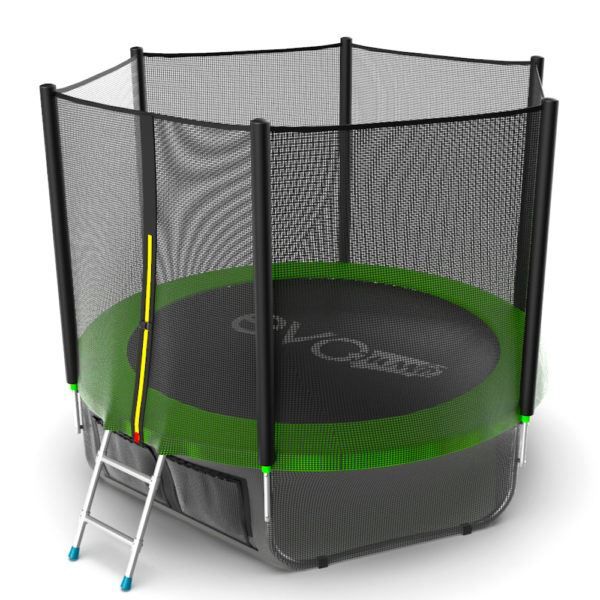 Батут с внешней сеткой и лестницей Evo Jump External 8ft (Green) + нижняя сетка