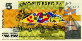 АВСТРАЛИЯ - 5 долларов, 1988 WORLD EXPO 88. UNC.ПРЕСС Мультилот