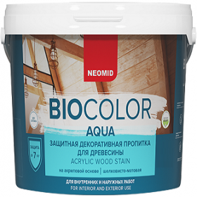 Пропитка для Древесины Neomid Biocolor Aqua 9л без Запаха, Деревозащитная для Внутренних и Наружных Работ / Неомид Био Колор Аква