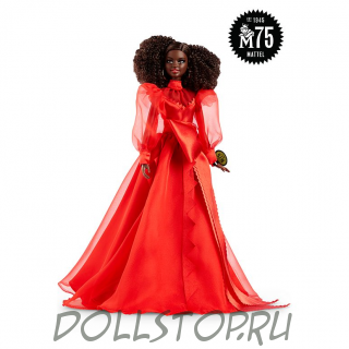 Коллекционная кукла барби 75-летний Юбилей (Брюнетка) - Barbie Collector Mattel 75th Anniversary Doll (12-in Brunette) in Red Gown