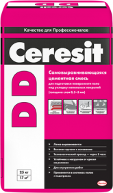 Смесь Самовыравнивающаяся Ceresit DD 25кг от 0.5 до 5мм Цементная, Высокопрочная / Церезит ДД