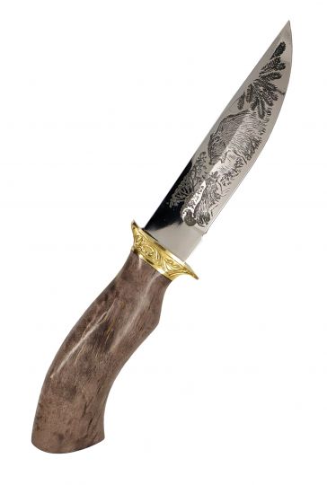 Нож "Турист" сталь 95x18 с гравировкой рукоять стабилизированная карельская береза