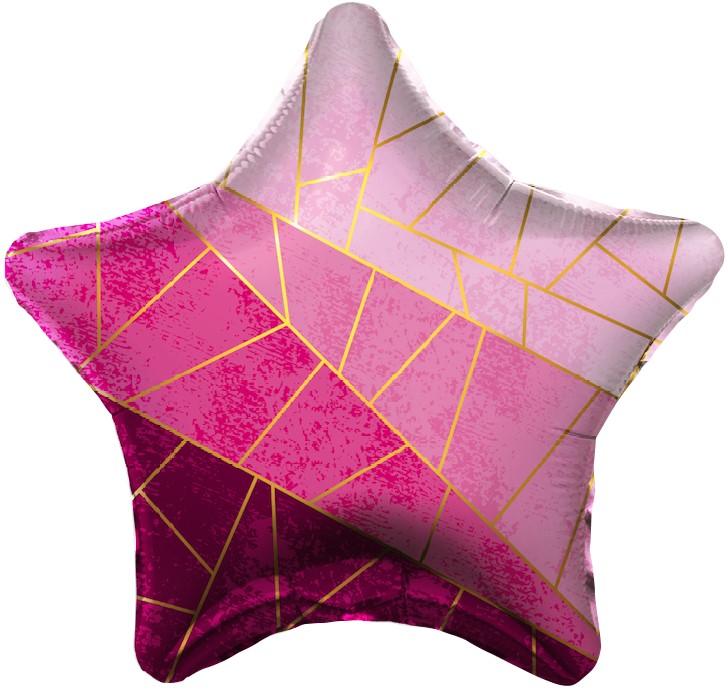Звезда Оттенки розового золотые диагонали шар фольгированный с гелием