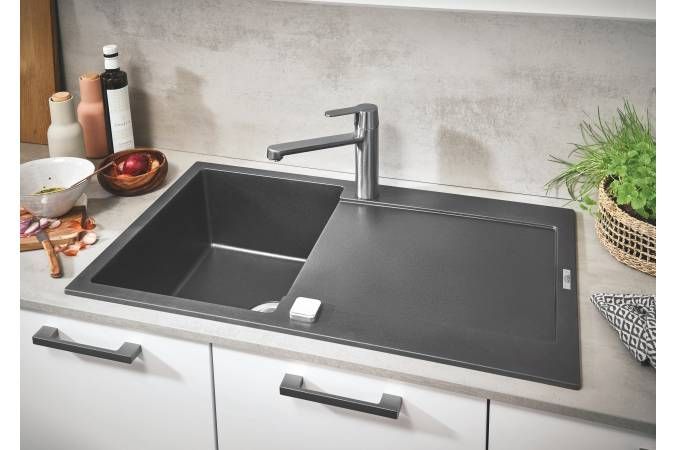 Tek vannali metbex moykasi GROHE: 780 x 500 mm, rengi Boz Qranit (31639AT0)