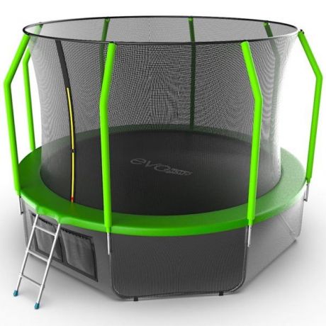 Батут с внутренней сеткой и лестницей Evo Jump Cosmo 12ft (Green) + нижняя сеть