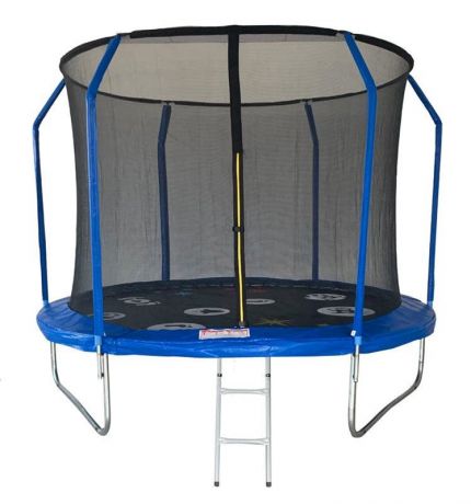 Батут 10FT 3.05м SportElite PLAY фиберглас с принтом, защитной сеткой внутрь, с лестницей FR-80-10FT