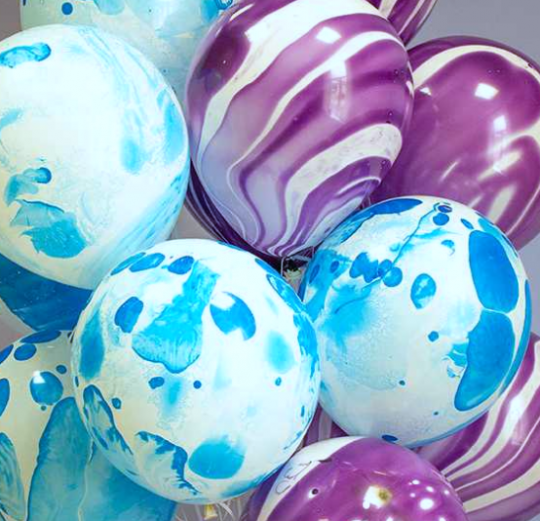 Ассорти фиолетовый агат и голубой оникс латексных шаров с гелием