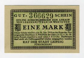 Германия нотгельд 1 марка 1919. UNC