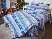 Постельное белье из фланели Норвежский узор синий, ASHGABAD TEXTILE