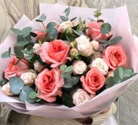 Сборный букет с пионовидными розами  №250