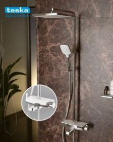 TESKA: Mira Mix 3 funksiyalı (yönlü) duş seti | ağ temperli panel, material - latun, stoyka dəyişən ölçülü, kod DK3701C