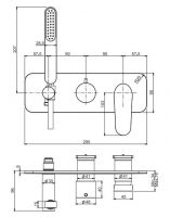 Овальный смеситель для ванны c душем Fima - carlo frattini Next F3959NX2 схема 1